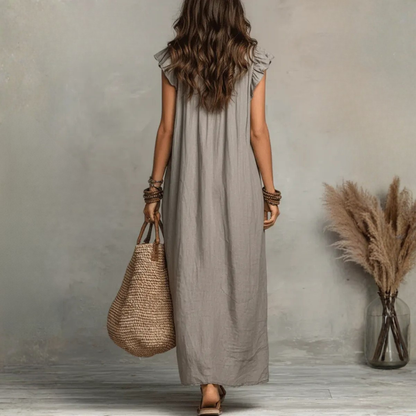 Langes, fließendes Boho-Kleid für elegante Damen im Sommer