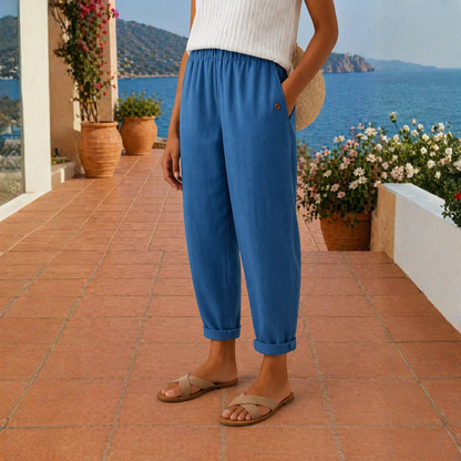 Pantalon fluide en lin léger femme