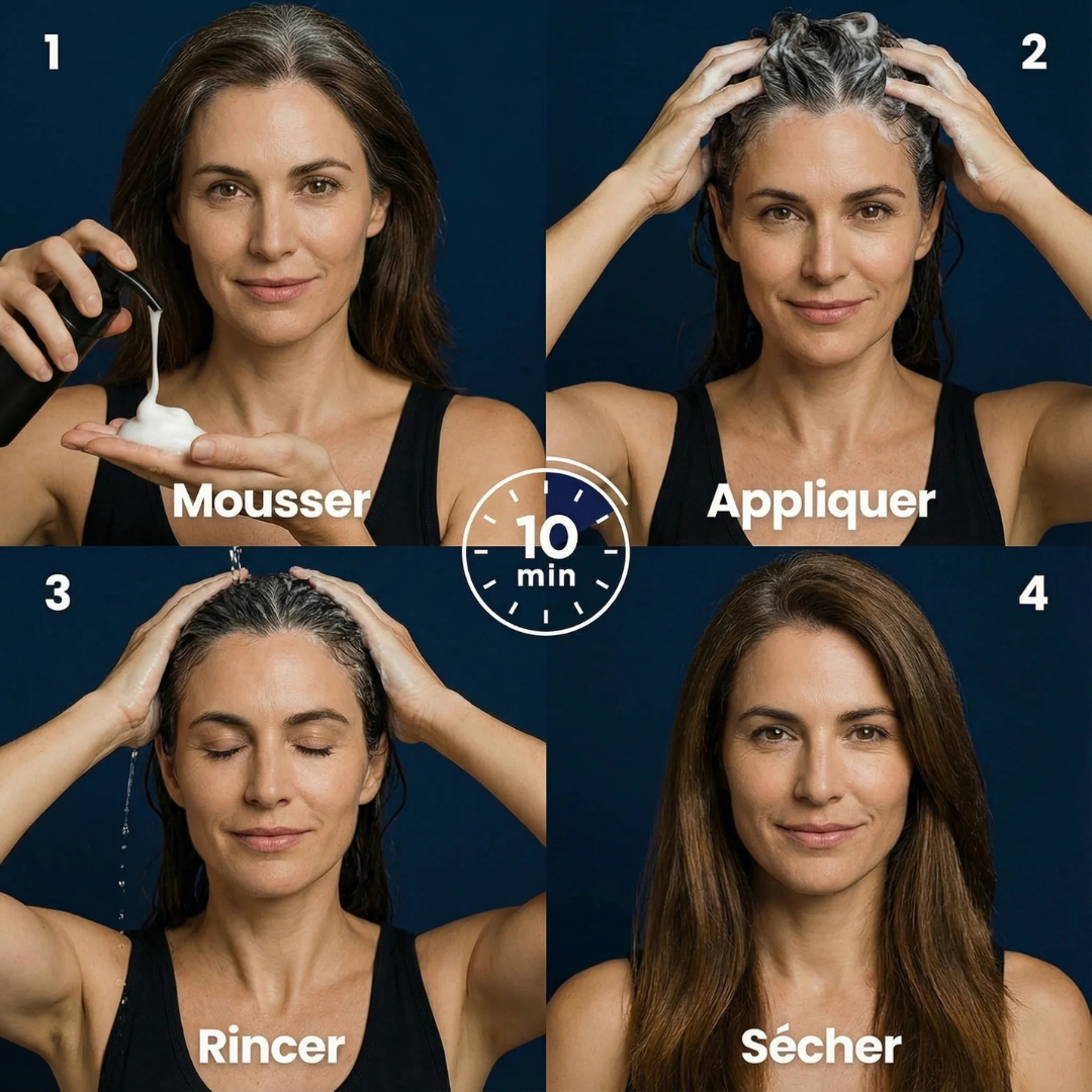 Sofort-Färbe-Shampoo für weiße und graue Haare