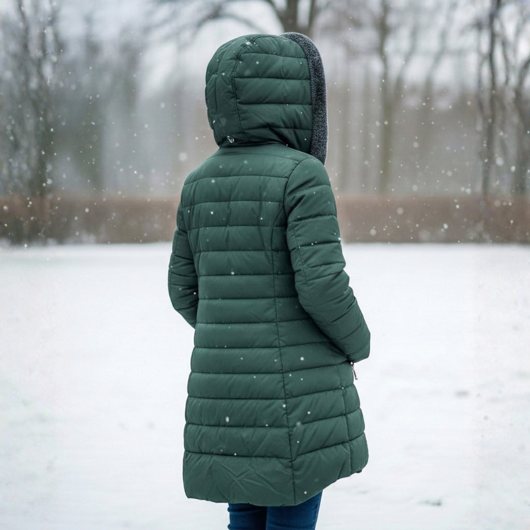 Langer, mit Fleece gefütterter Steppmantel