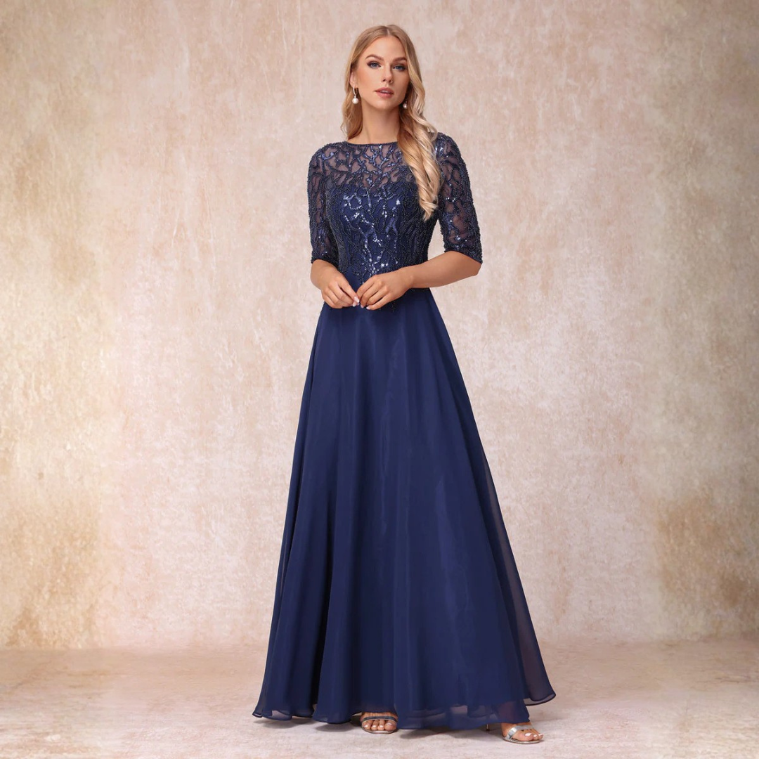 Elegantes, langes Abendkleid aus Spitze