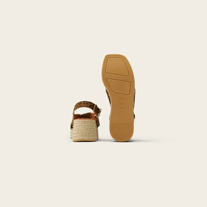 Espadrilles à plateforme motif léopard