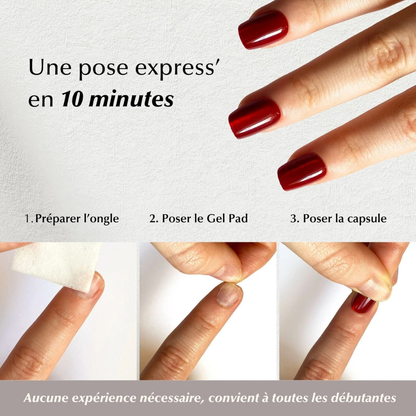 Ongles courts effet vernis cerise