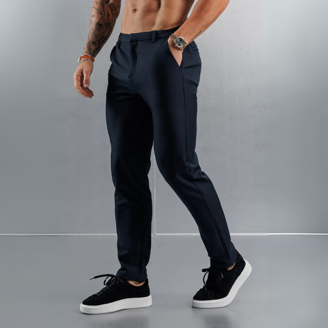 Pantalon en tissu élastique sable