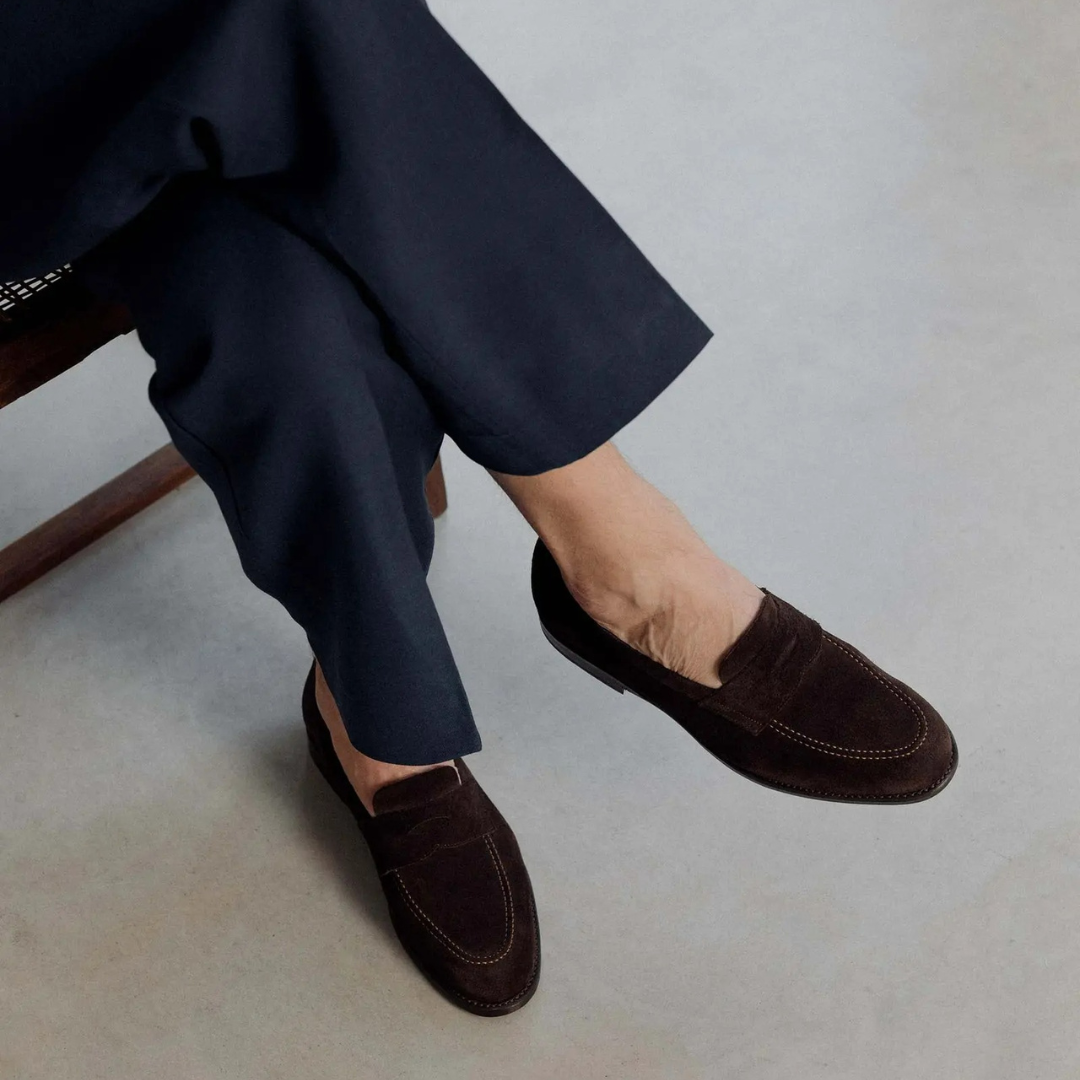 Elegante und bequeme Herren-Mokassins aus braunem Wildleder