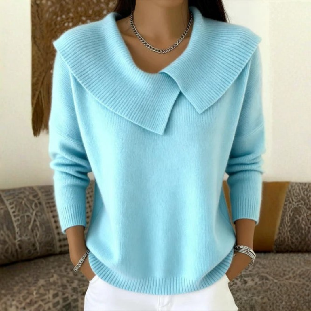Warmer Damenpullover mit weichem Kragen, bequem und elegant