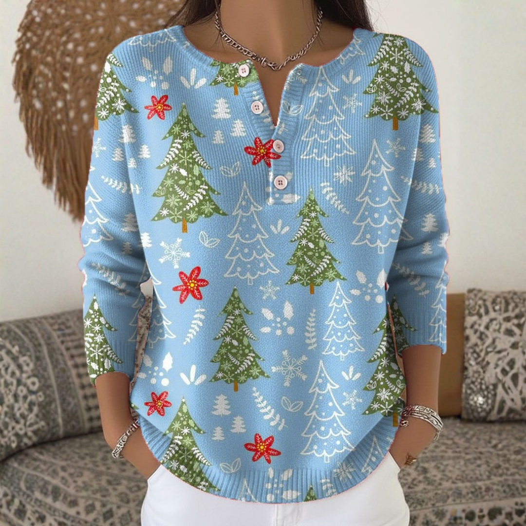 Weihnachtspullover mit Knöpfen