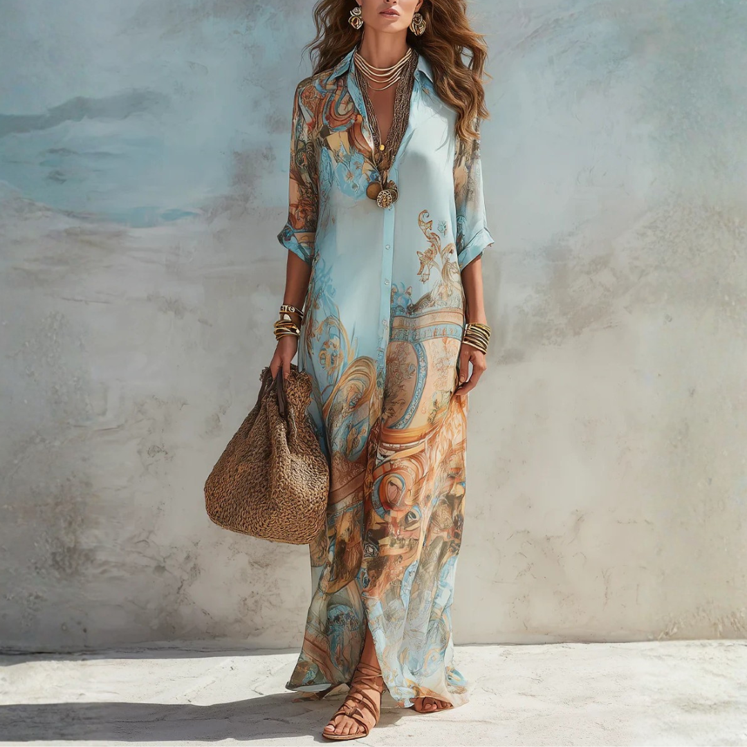 Elegantes, fließendes Sommerkleid im Boho-Stil