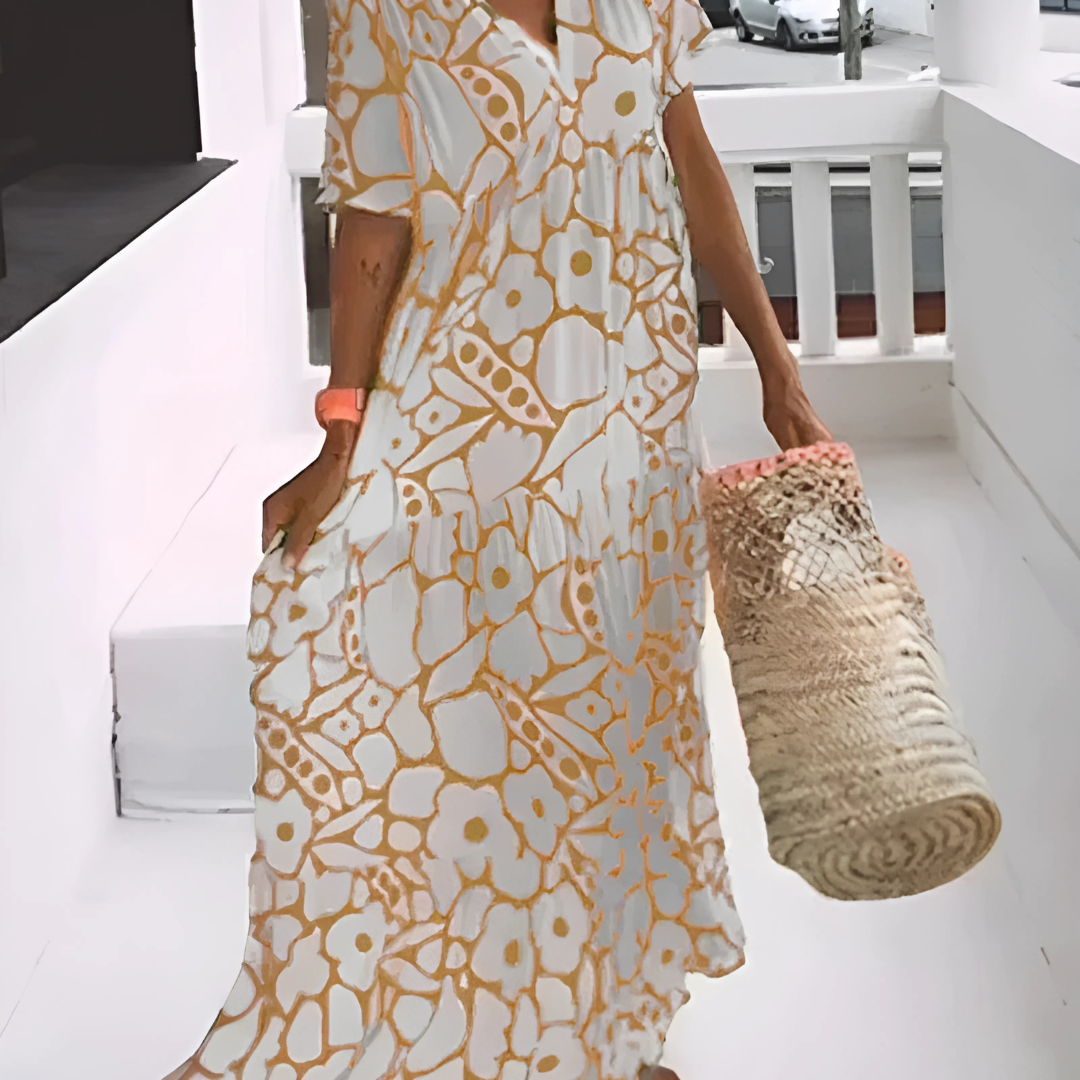 Robe longue fluide imprimée – coupe ample et estivale