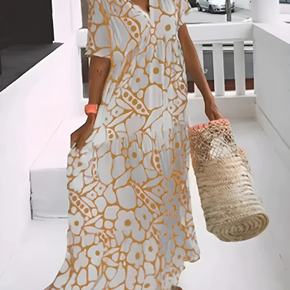 Robe longue fluide imprimée – coupe ample et estivale