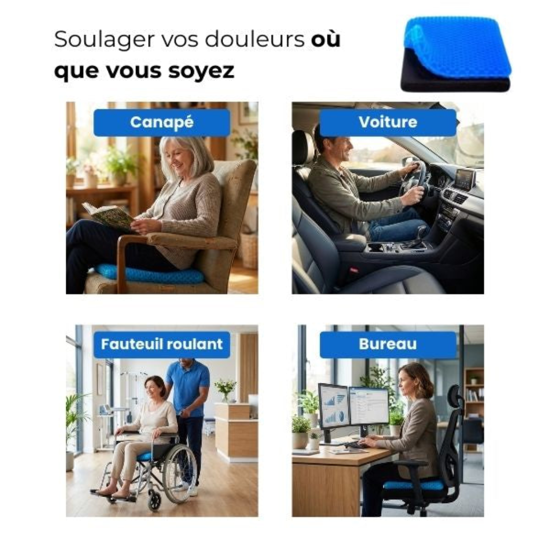 Ergonomisches Sitzkissen aus atmungsaktivem Gel