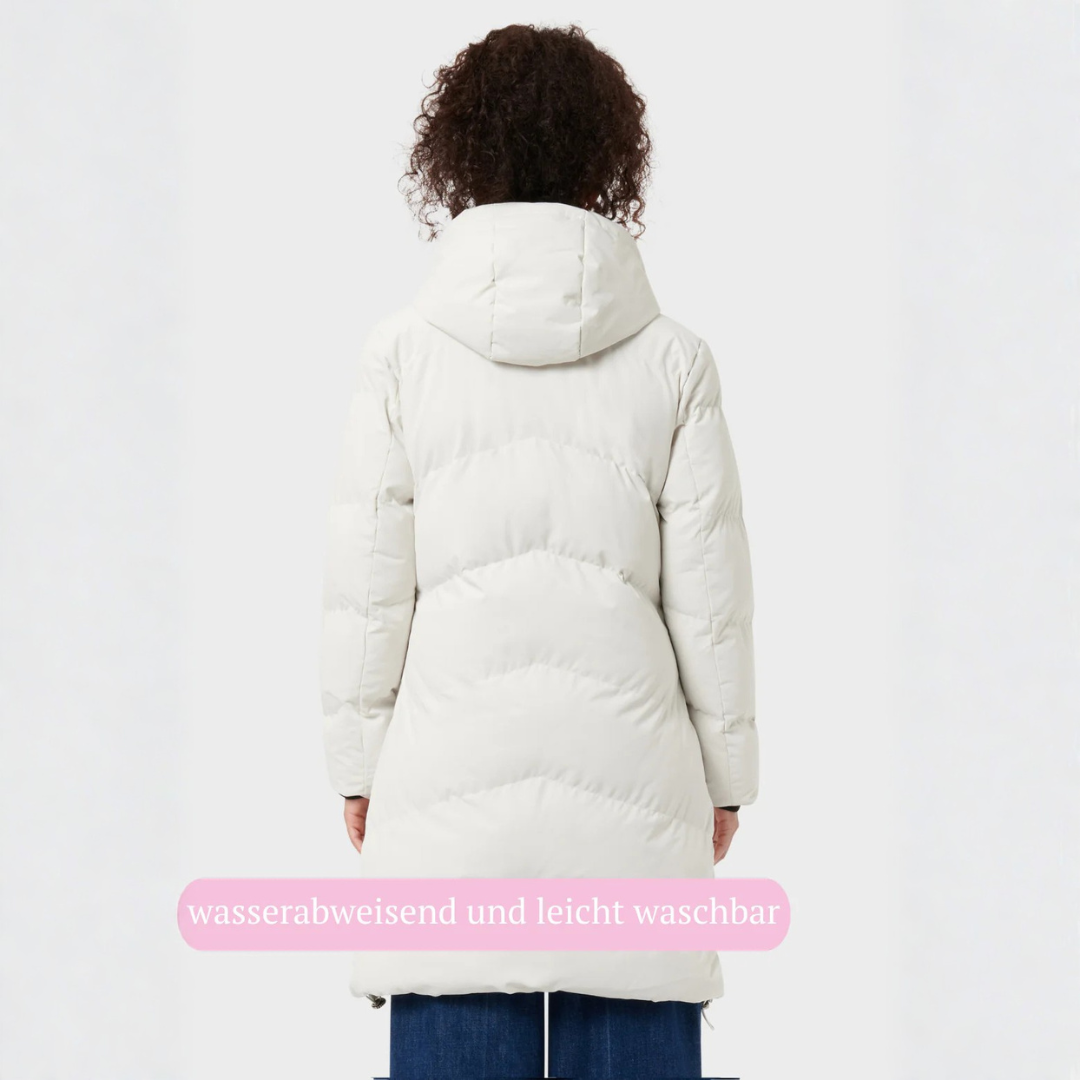 Wintermantel – Lange Damen-Steppjacke Beige