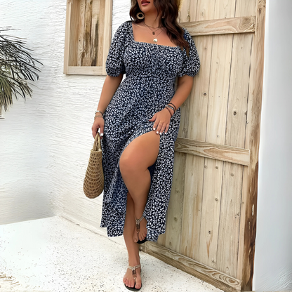 Robe longue à manches bouffantes