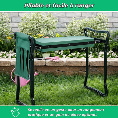 Banc de Jardinage 2-en-1 Confort et Praticité