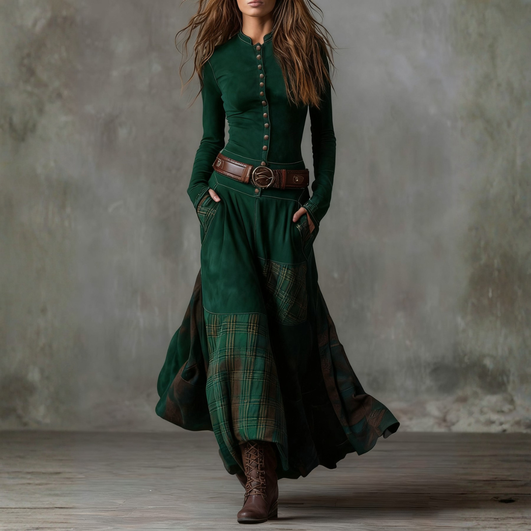 Elegantes langes Kleid mit langen Ärmeln