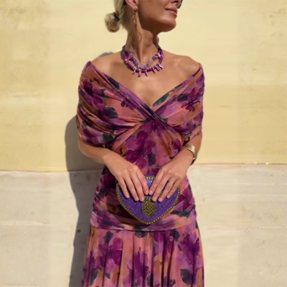 Robe longue fluide à manches 3/4