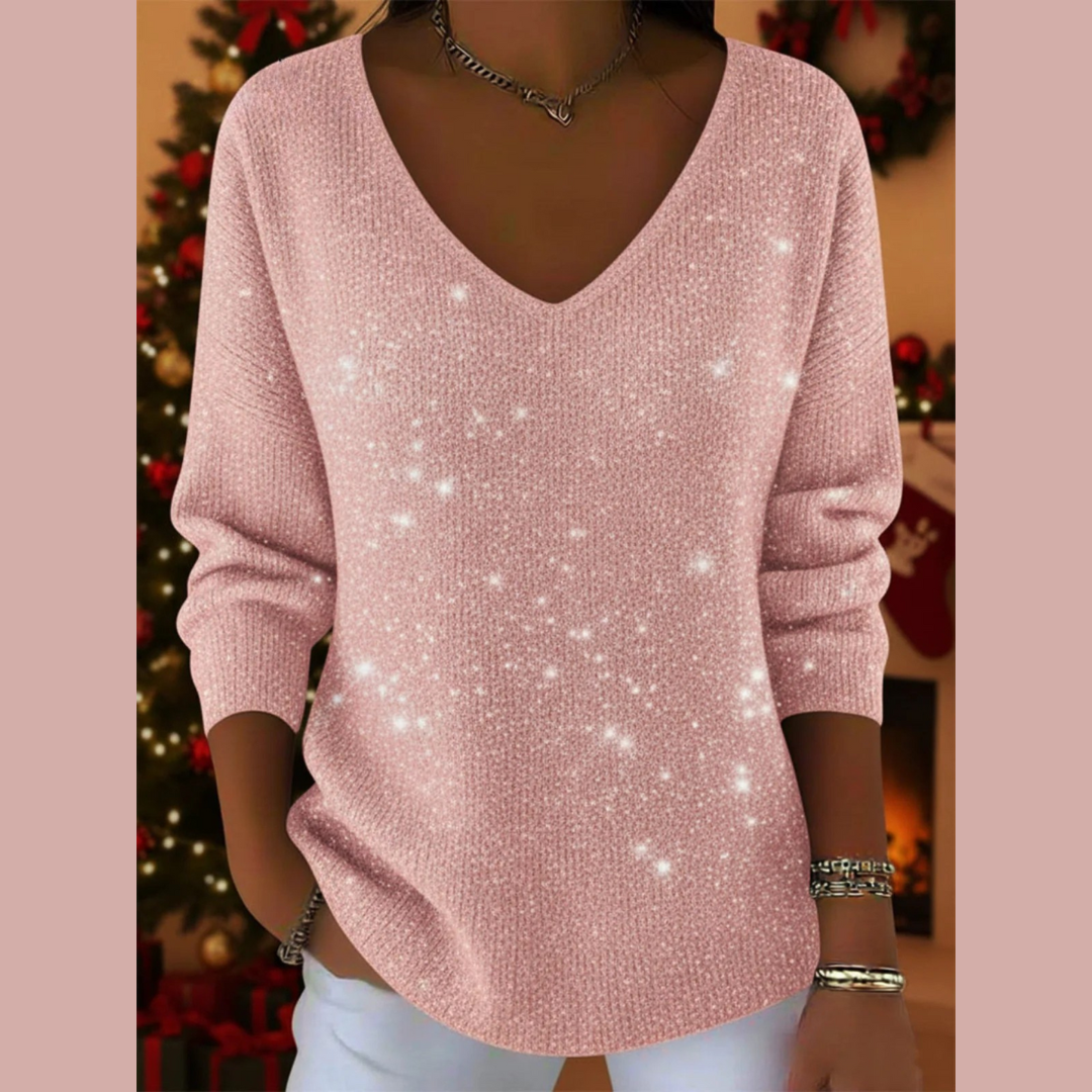 Festlicher Pullover mit V-Ausschnitt