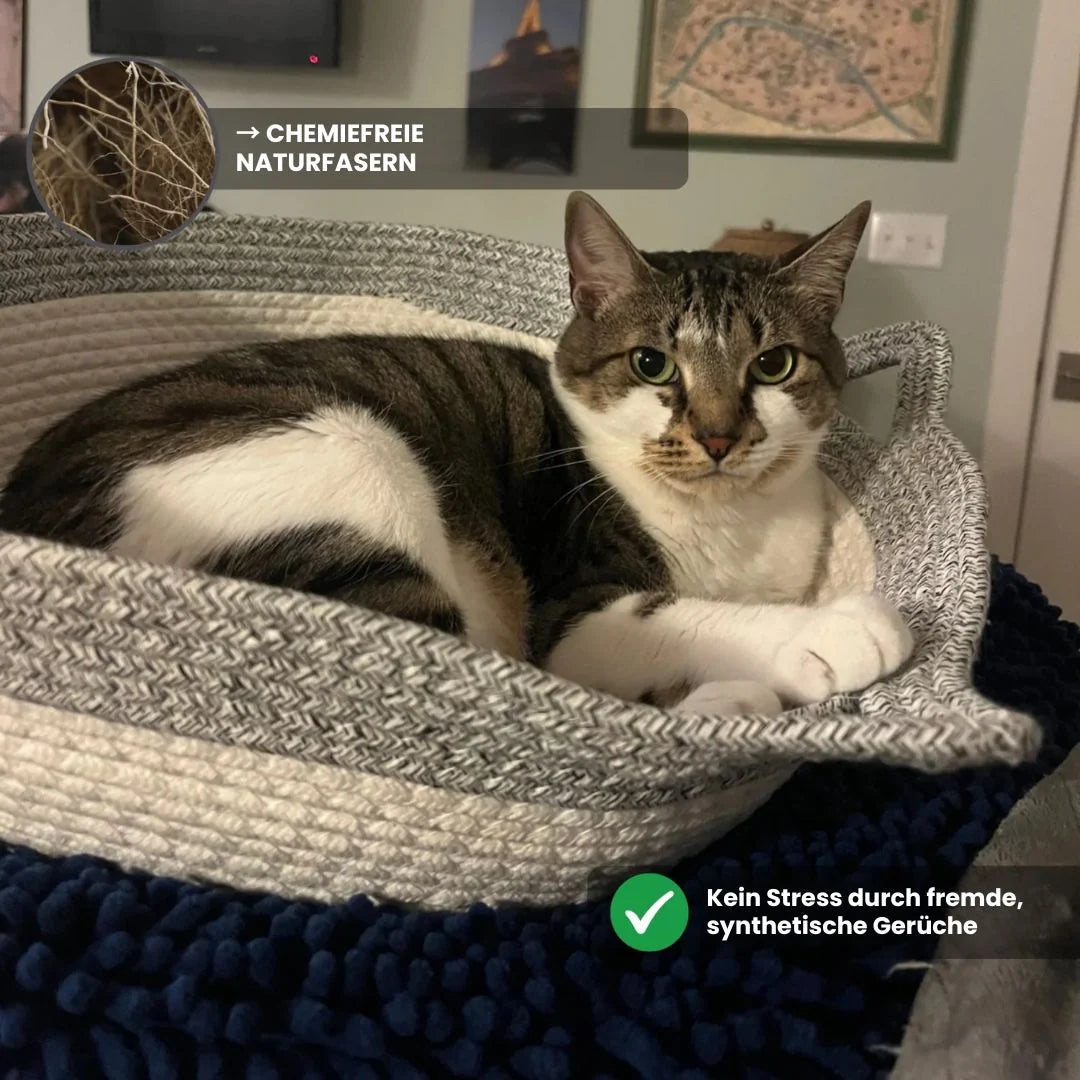 Katzenkorb aus Naturfasern
