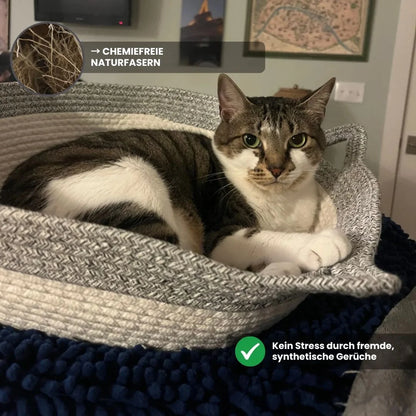 Katzenkorb aus Naturfasern