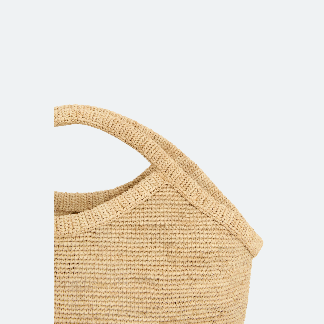 Sac cabas en raphia naturel tressé