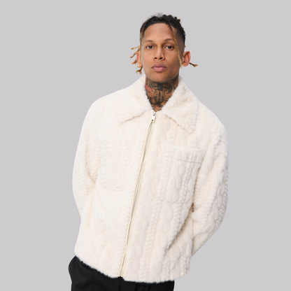 Weiße strukturierte Herrenjacke