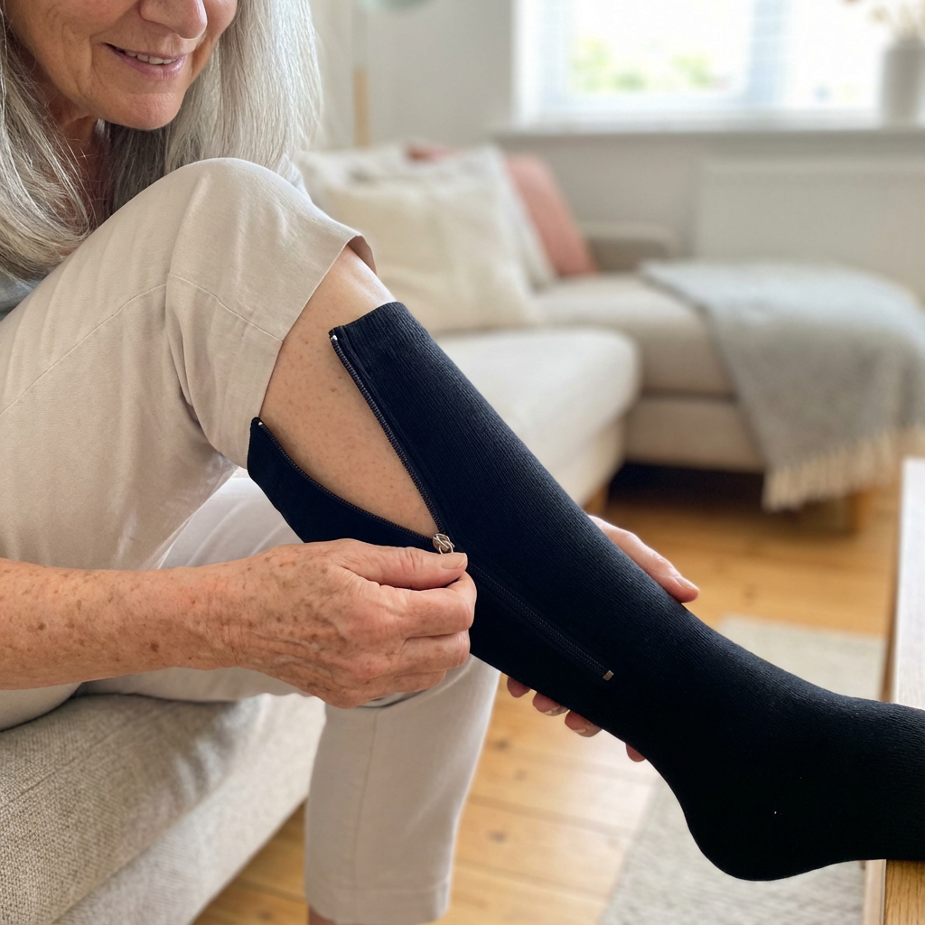 Kompressionsstrümpfe mit Reißverschluss