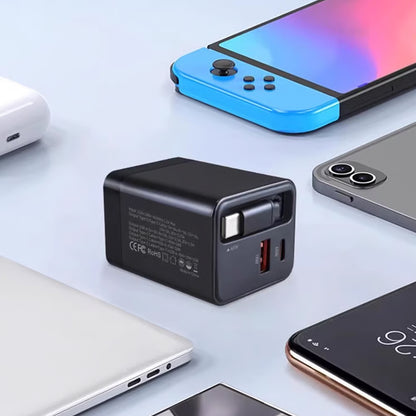 Chargeur rapide 65W avec 2 ports USB et câble détachable