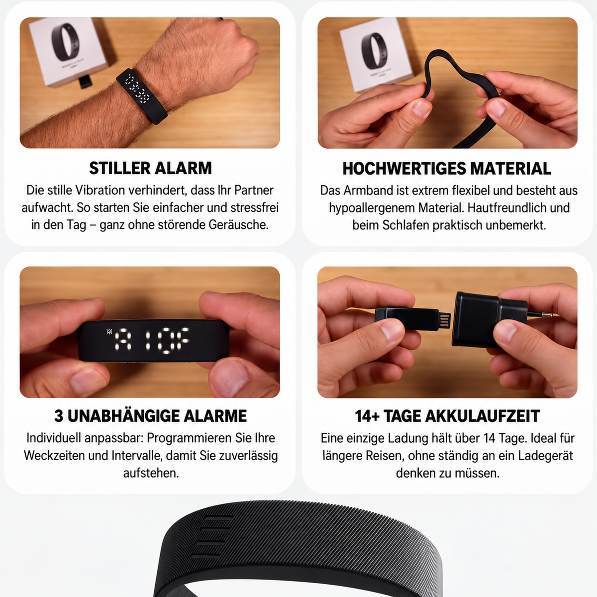 Vibrierendes Armband als Wecker ohne Ton