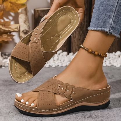 Orthopädische Damen-Sandalen mit Keilabsatz