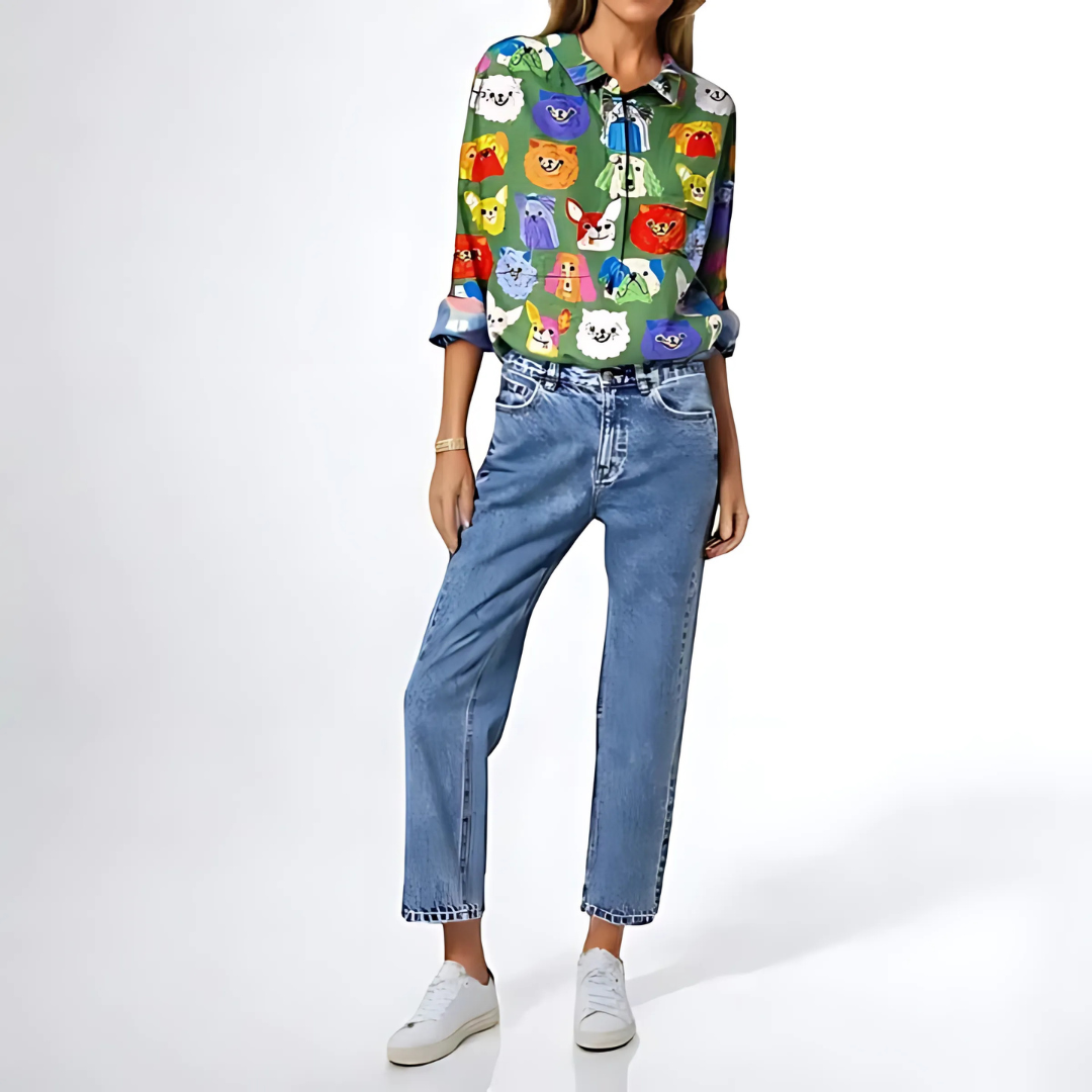 Chemise Femme à Imprimé Chien Élégant