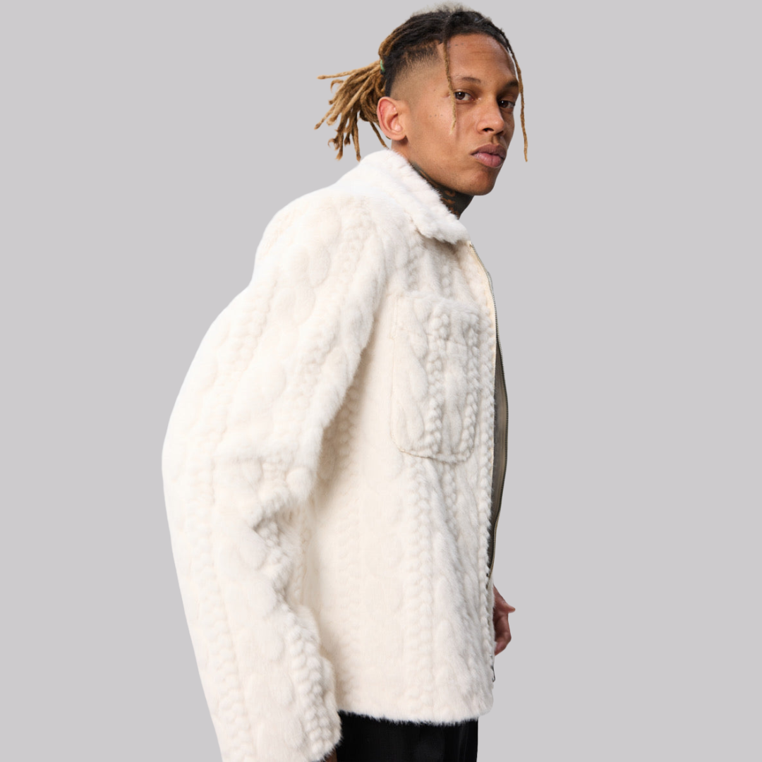 Weiße strukturierte Herrenjacke