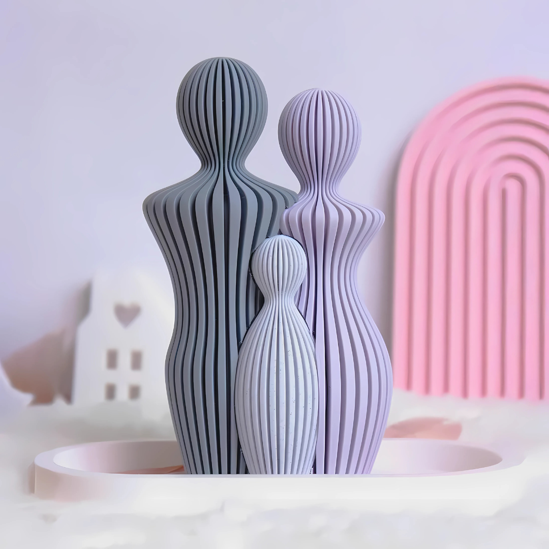 Sculpture Famille Personnalisable Minimaliste en Bioplastique