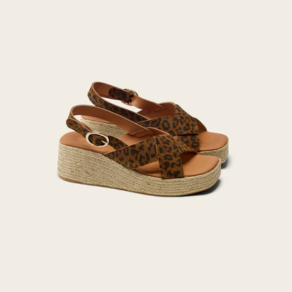 Espadrilles à plateforme motif léopard