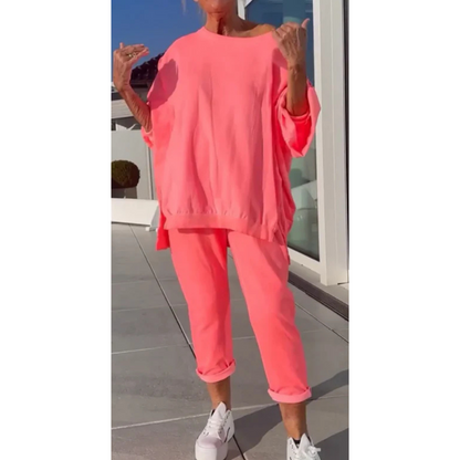 Loungewear-Set Damen – Pullover & verkürzte Hose