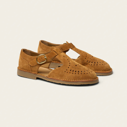 Bernsteinfarbene Wildlederschuhe für Damen