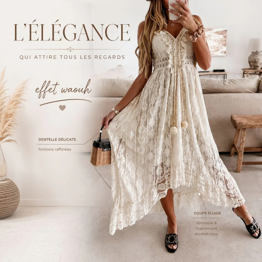 Langes, fließendes Sommerkleid aus Spitze – elegant und schick für Damen