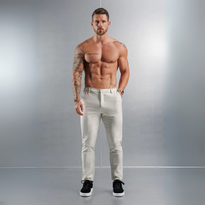 Pantalon en tissu élastique sable