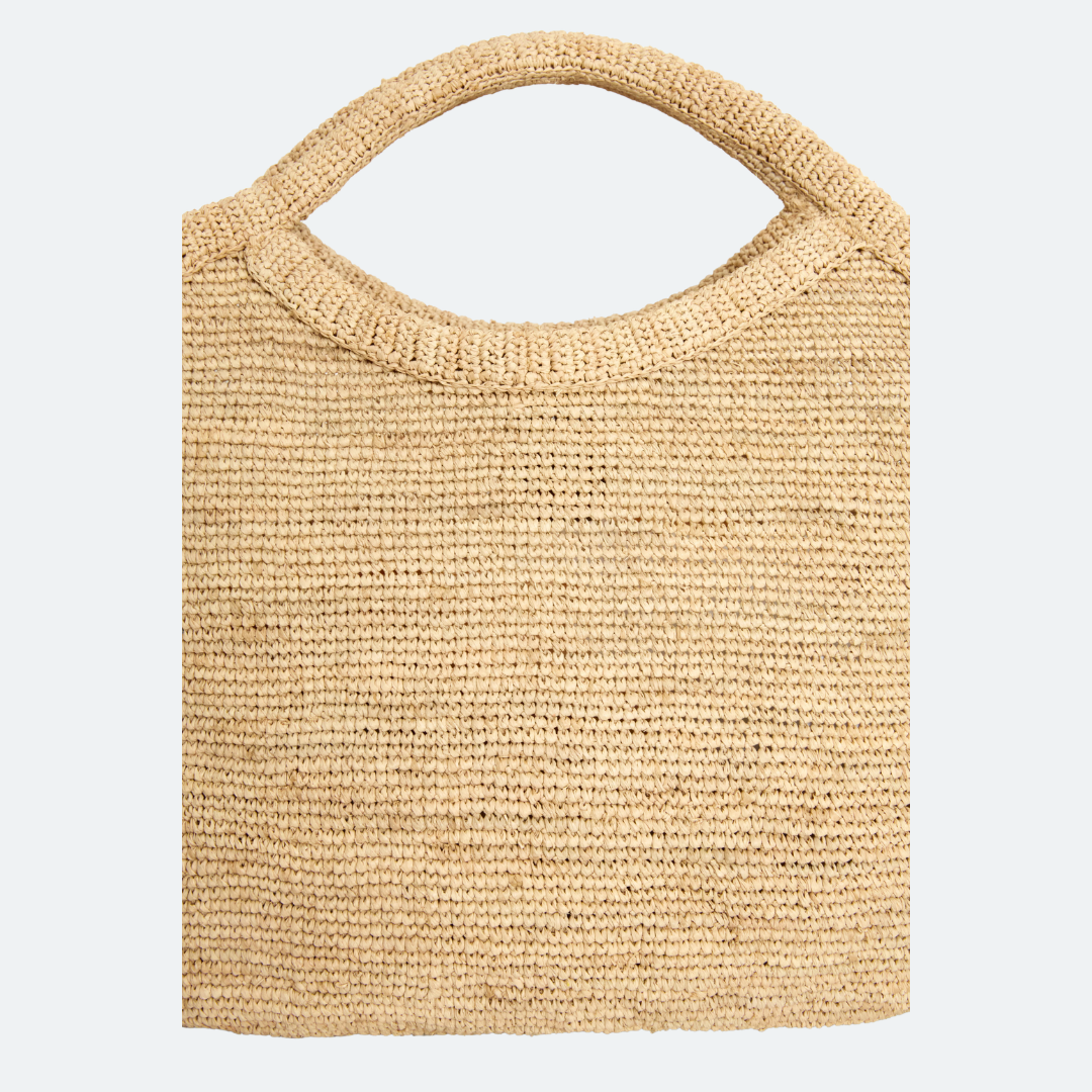 Sac cabas en raphia naturel tressé