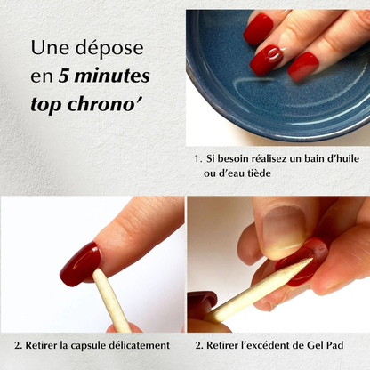 Ongles courts effet vernis cerise