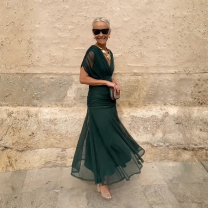 Robe longue fluide à manches 3/4