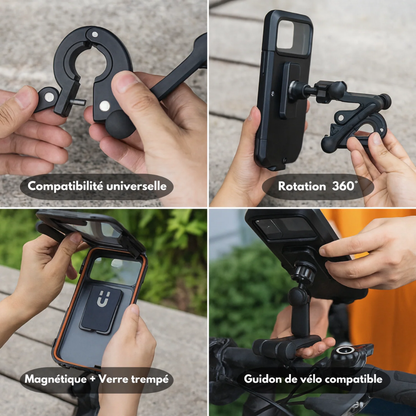 Support Téléphone Moto Étanche 360°