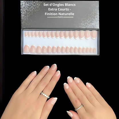 Set d'Ongles Blancs Extra Courts - Finition Naturelle