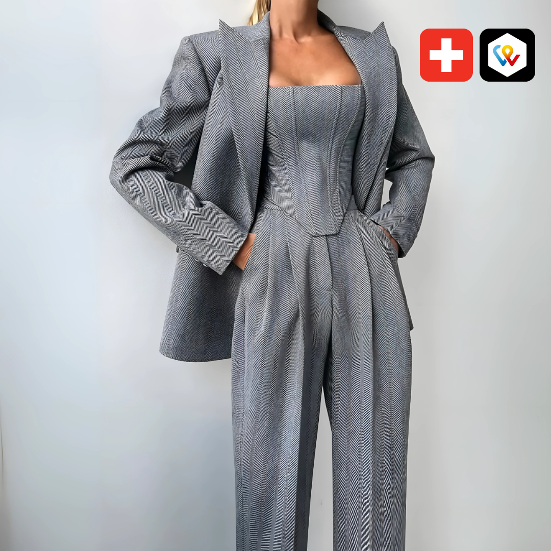 Elegantes 3-teiliges Damen-Set mit Blazer und Hose