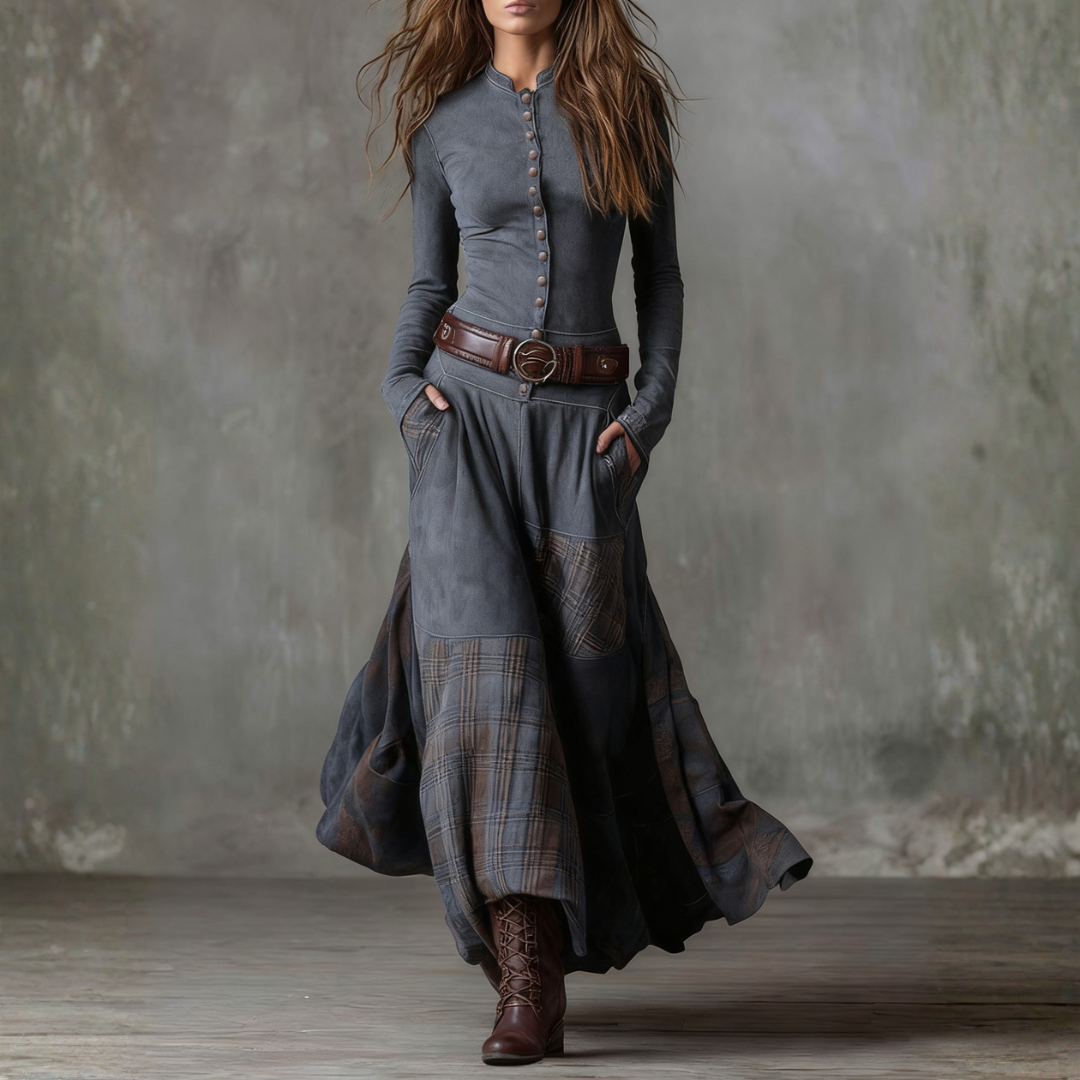 Elegantes langes Kleid mit langen Ärmeln