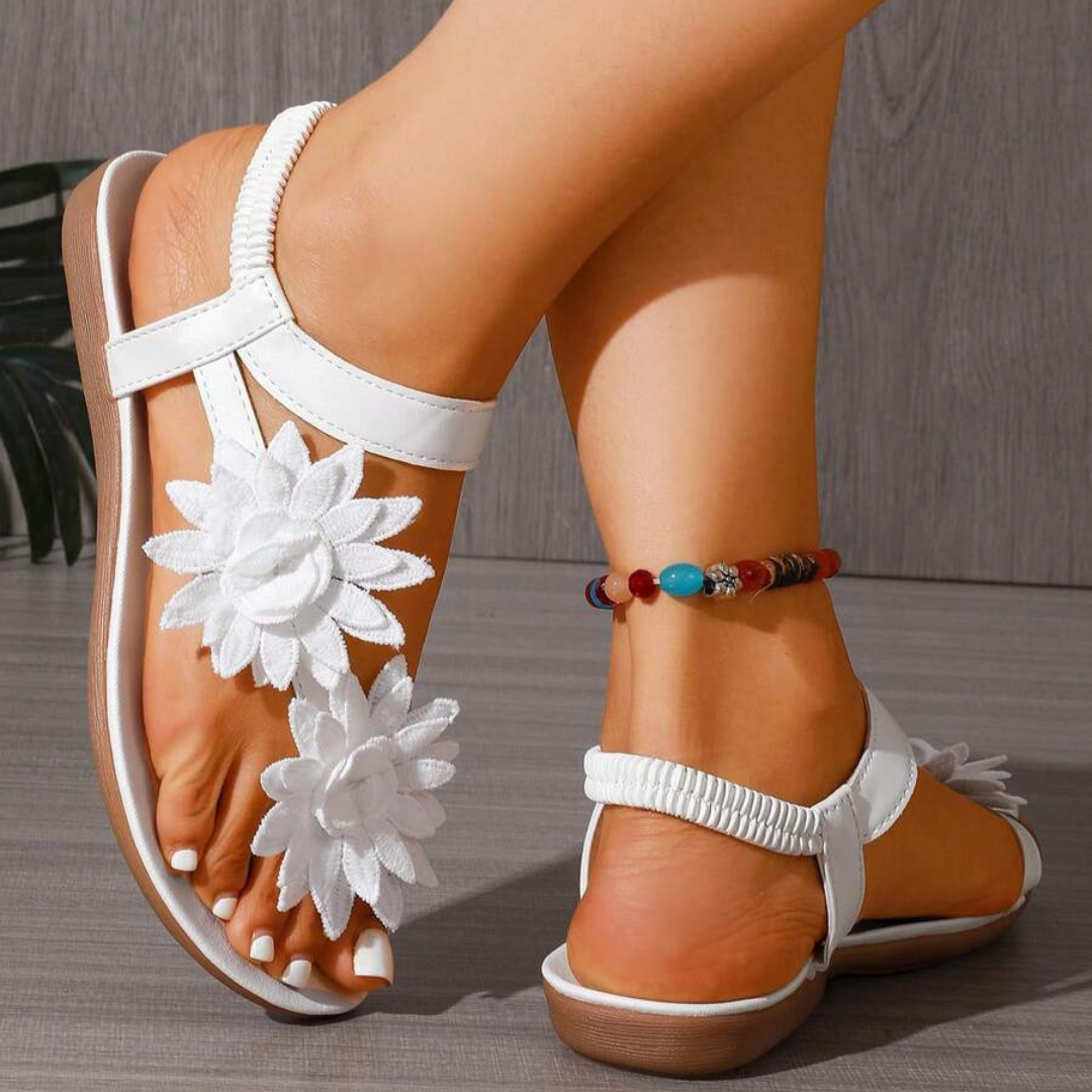 Bequeme Sandalen mit Blumenmuster für Damen