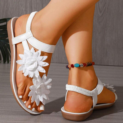 Bequeme Sandalen mit Blumenmuster für Damen