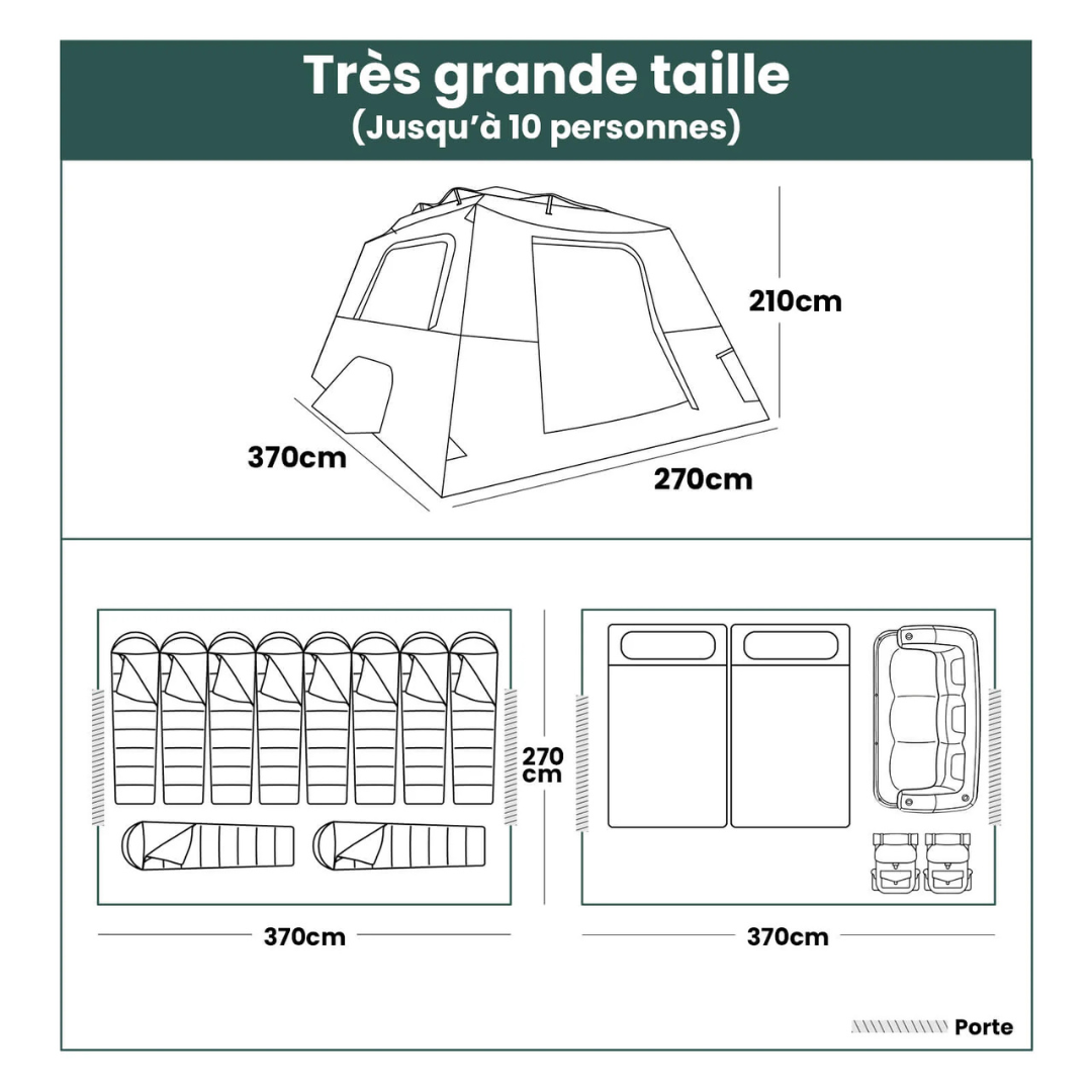 Tente cabine gonflable rapide à monter