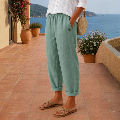 Pantalon fluide en lin léger femme