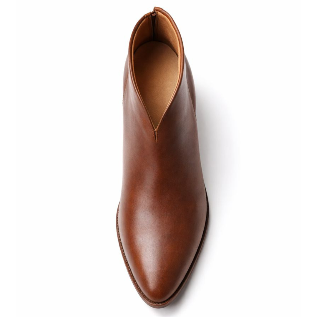 Bottines en cuir avec talon bloc et fermeture éclair