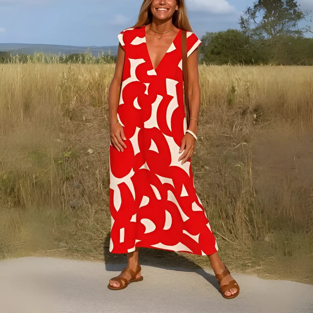 Robe fluide femme col V
